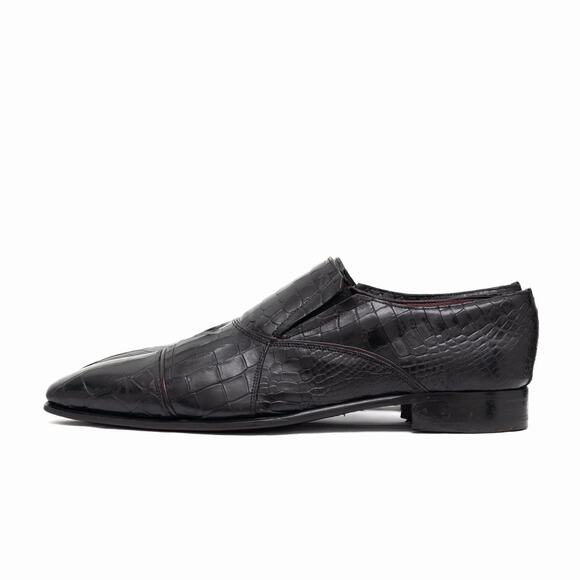 Caporicci 202 Luxury Italian Shoes Black Alligator Cap-Toe Loafers US 10.5 - Picture 10 of 16